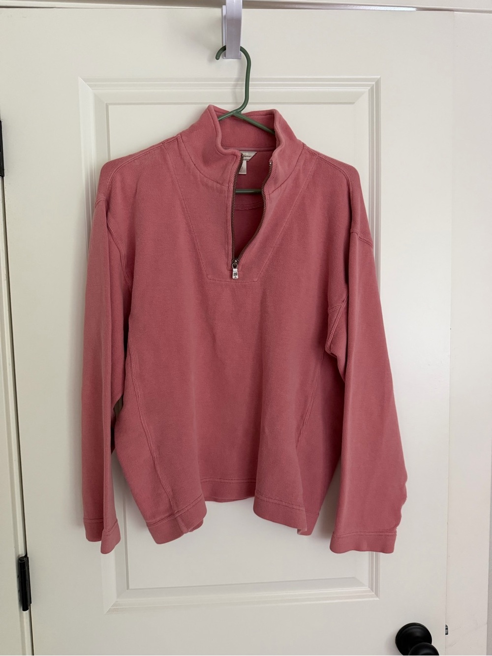 Women’s cut - Tommy Bahama 1/4 zip- Dusty Rose Palm Logo Pullover